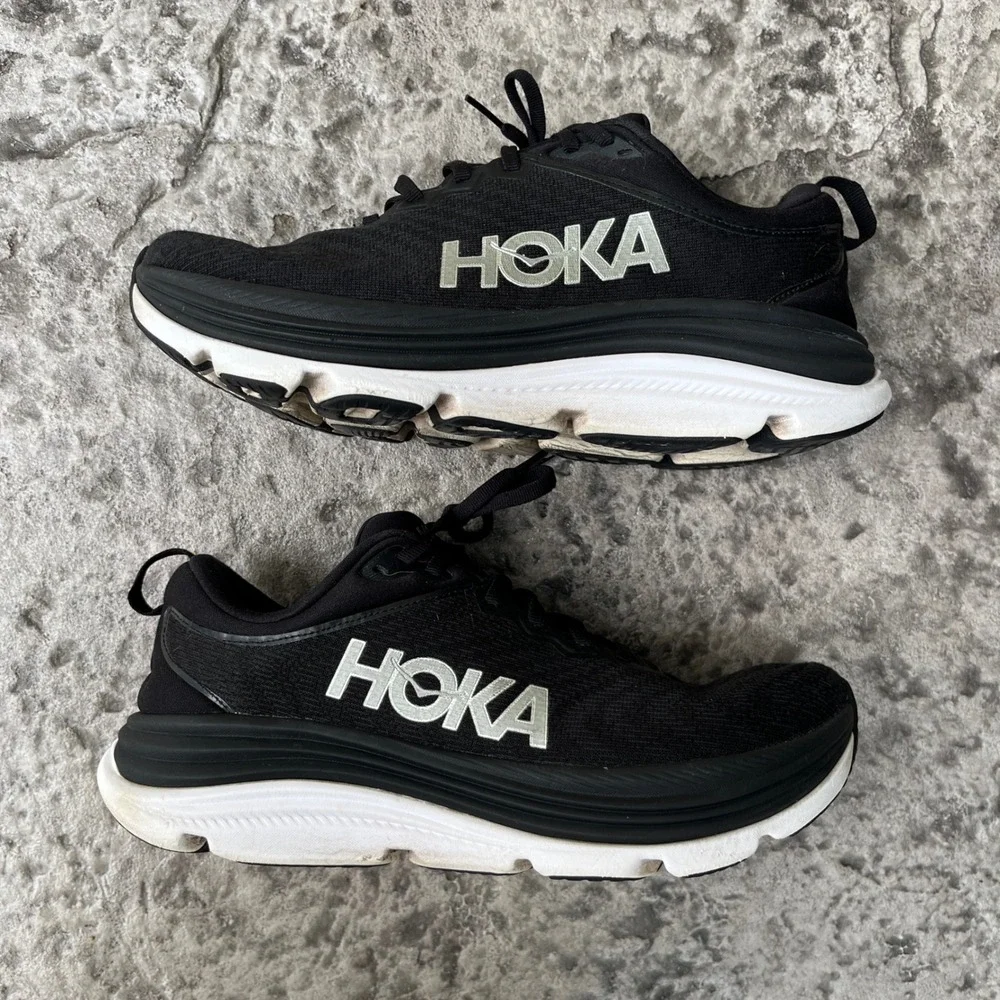 Hoka Gaviota 5 Womens Running Shoes Black White 1134235 BWHT Size 9B Stability